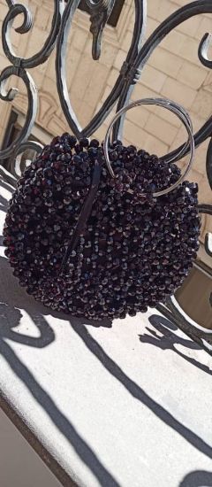 Picture of Shiny black crystal circular bag